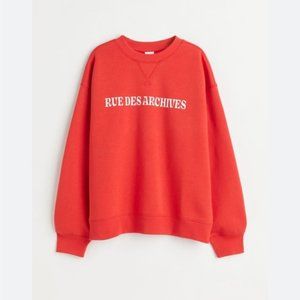 H&M Red Crew Neck Sweatshirt